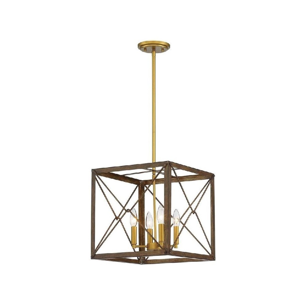 Vanity Art 4 - Light Lantern Square Chandelier, Brown, 12124WN-GD