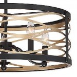 Vanity Art 5 - Light Drum Chandelier, Black/Brass, 20035BK+BD