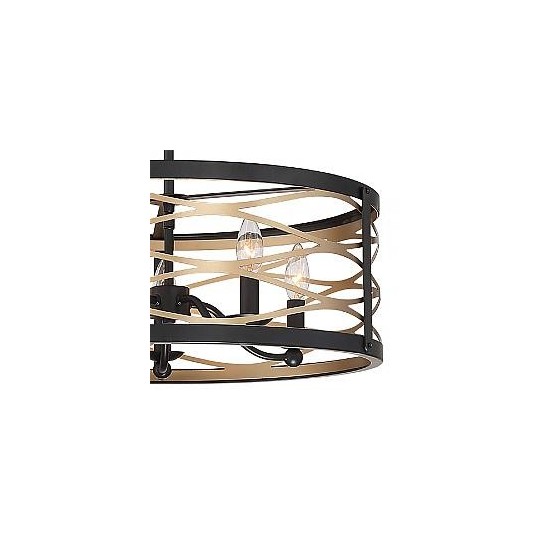 Vanity Art 5 - Light Drum Chandelier, Black/Brass, 20035BK+BD