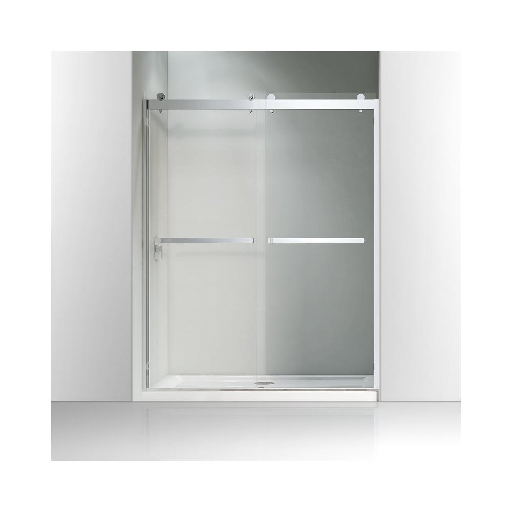 Glass 60" W X 76" H Bypass Frameless Shower Door, Brushed Nickel, VABSD6076BN