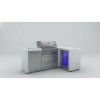 Mont Alpi 400 Deluxe island with 90 degree corner and fridge cabinet.