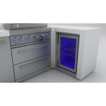 Mont Alpi 400 Deluxe island with 90 degree corner and fridge cabinet.