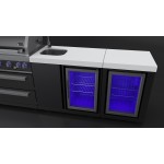 Mont Alpi 805 black stainless steel island with beverage center and fridge