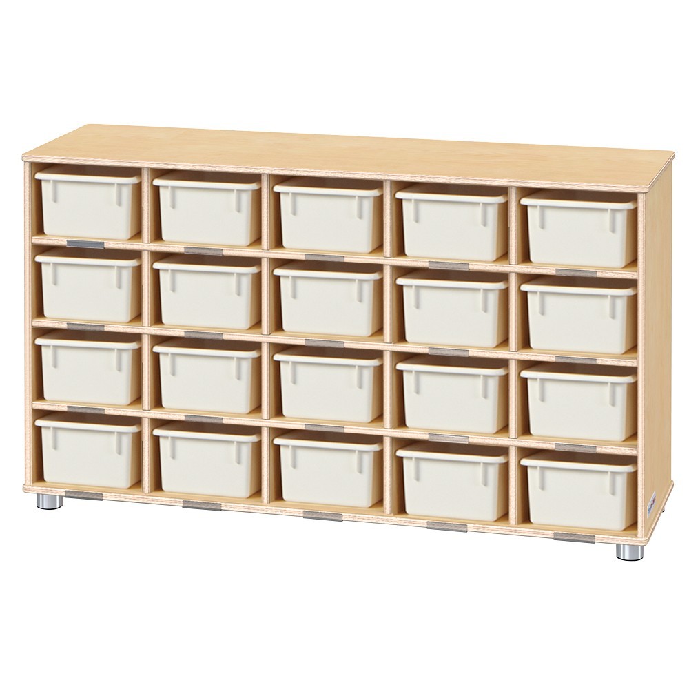 TrueModern Twenty-Cubbie Shelf - with White Cubbie-Trays