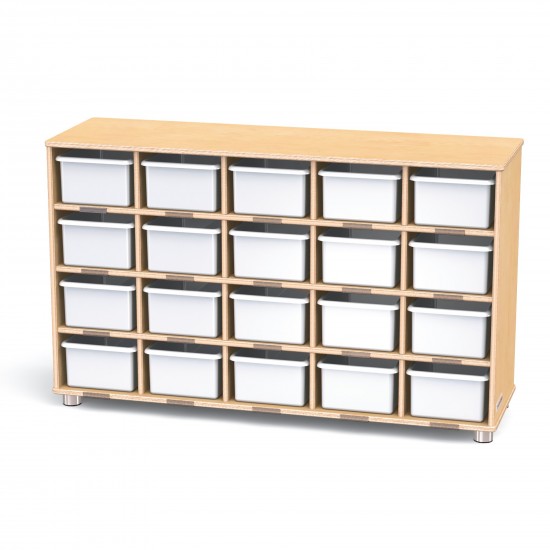 TrueModern Twenty-Cubbie Shelf - with White Cubbie-Trays