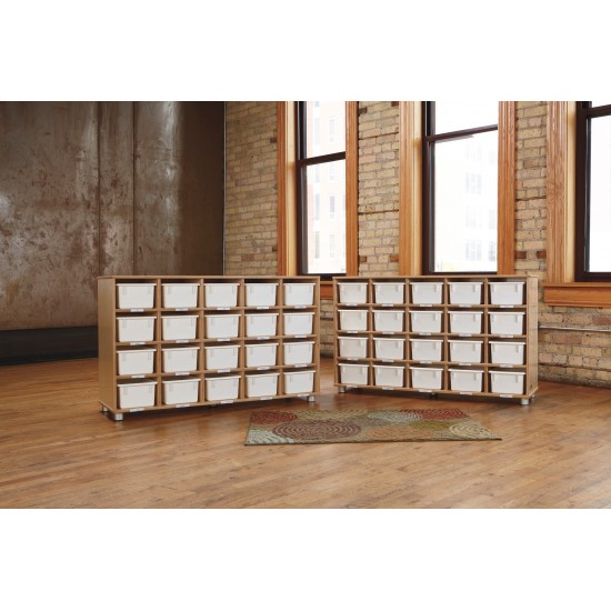 TrueModern Twenty-Cubbie Shelf - with White Cubbie-Trays