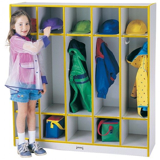 Rainbow Accents 5 Section Coat Locker - Yellow