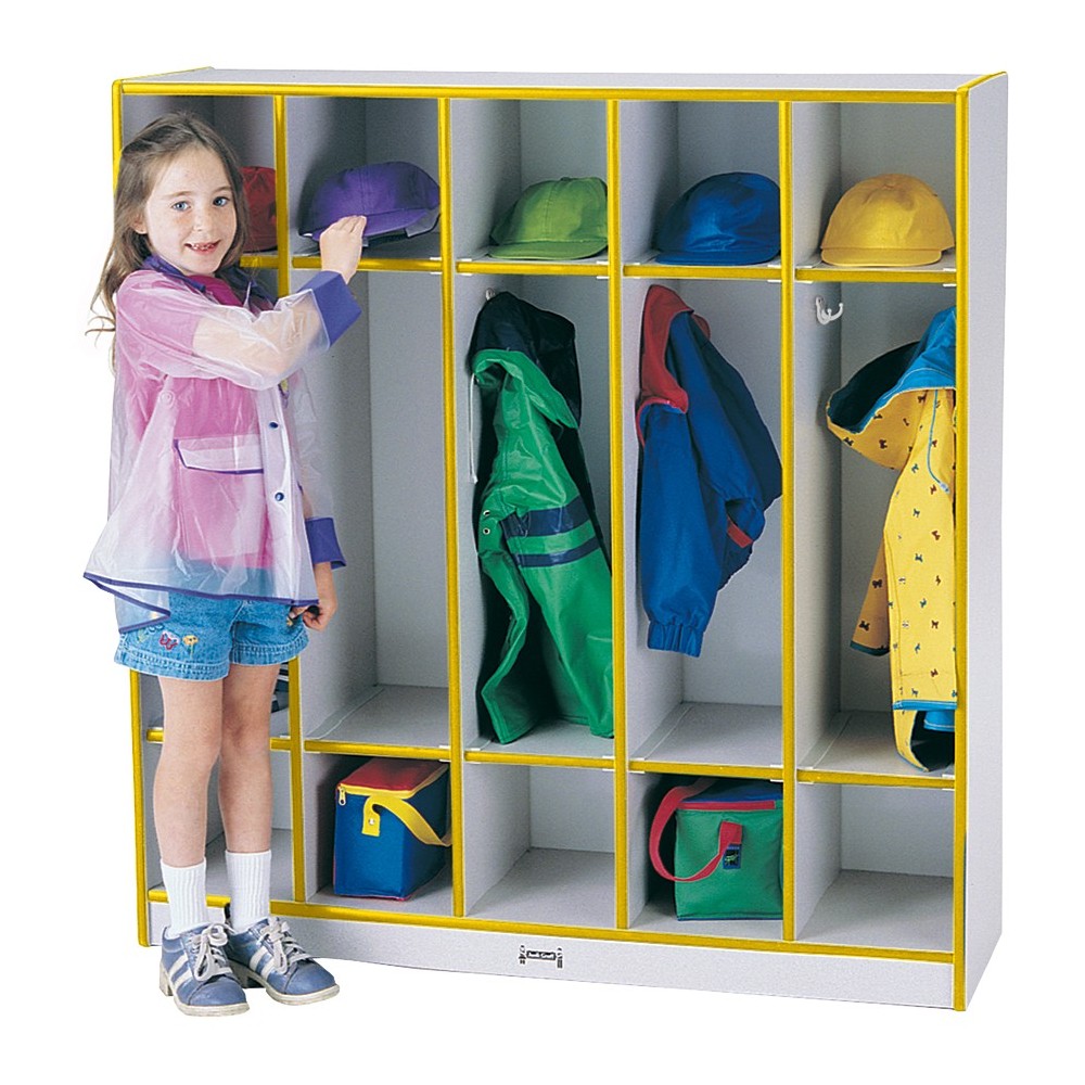 Rainbow Accents 5 Section Coat Locker - Yellow