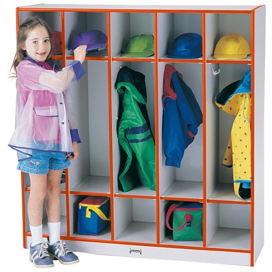 Rainbow Accents 5 Section Coat Locker - Orange