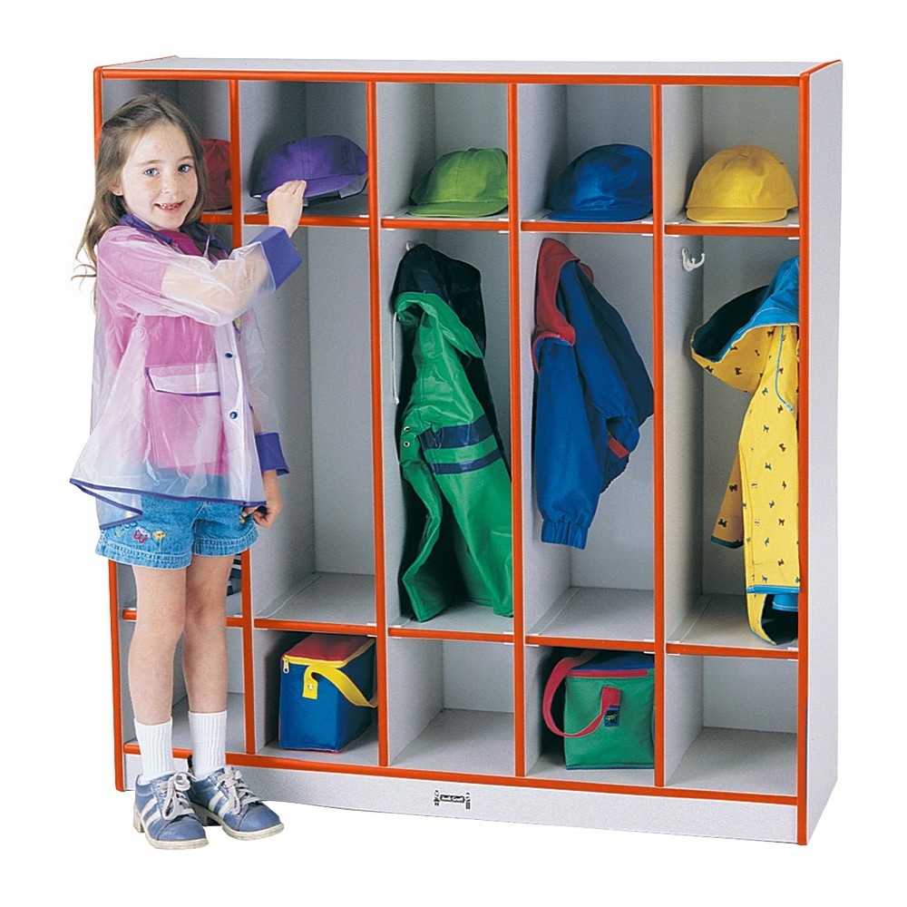 Rainbow Accents 5 Section Coat Locker - Orange Rainbow Accents 5 Section Coat Locker - Orange