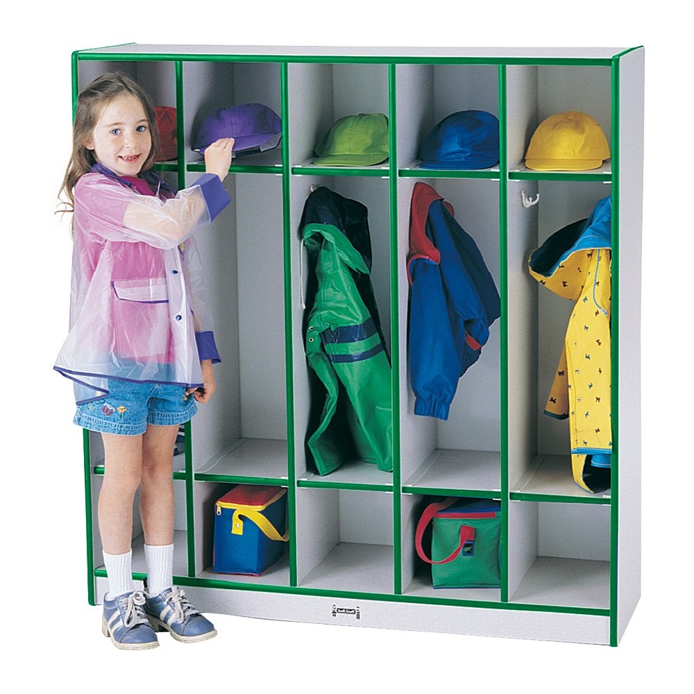 Rainbow Accents 5 Section Coat Locker - Green Rainbow Accents 5 Section Coat Locker - Green