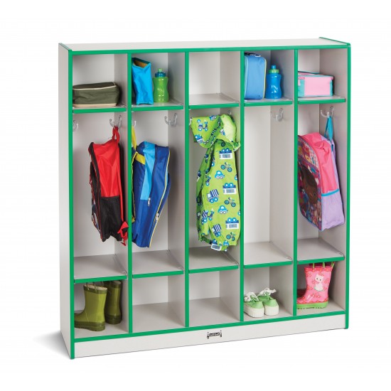 Rainbow Accents 5 Section Coat Locker - Green