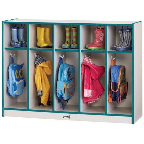 Rainbow Accents Toddler 5 Section Coat Locker - Teal