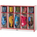 Rainbow Accents Toddler 5 Section Coat Locker - Red