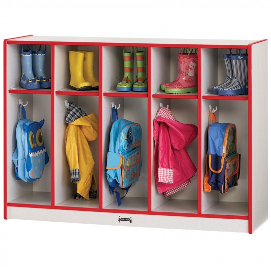 Rainbow Accents Toddler 5 Section Coat Locker - Red