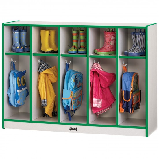 Rainbow Accents Toddler 5 Section Coat Locker - Green