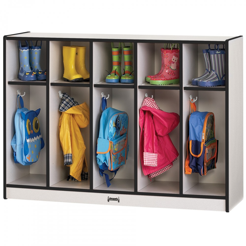 Rainbow Accents Toddler 5 Section Coat Locker - Black