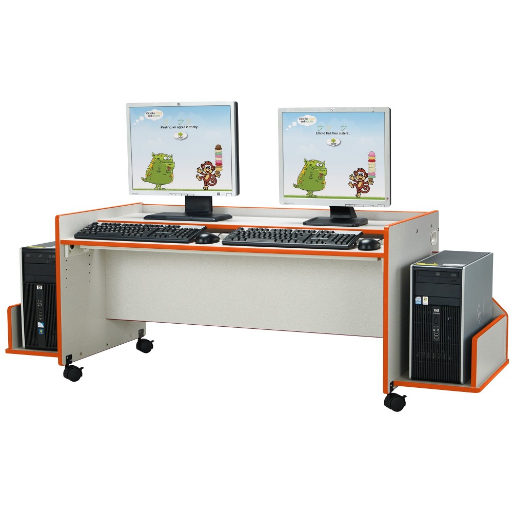 Rainbow Accents Enterprise Double Computer Desk - Orange Rainbow Accents Enterprise Double Computer Desk - Orange