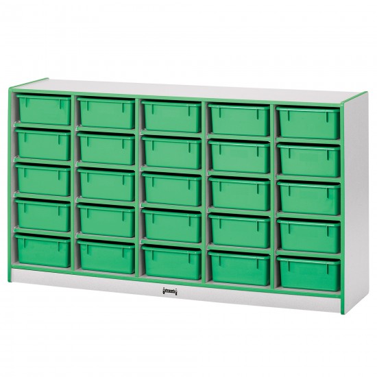 Rainbow Accents 25 Tub Mobile Storage - with Tubs - Green