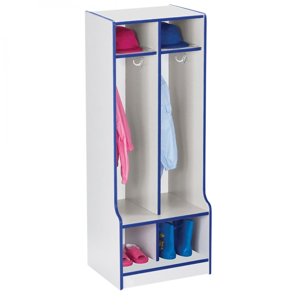 Rainbow Accents 2 Section Coat Locker with Step - Blue