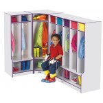 Rainbow Accents 2 Section Coat Locker with Step - Blue