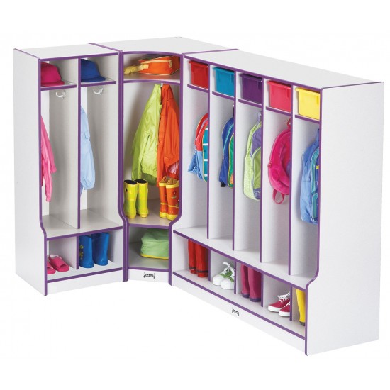 Rainbow Accents 2 Section Coat Locker with Step - Blue