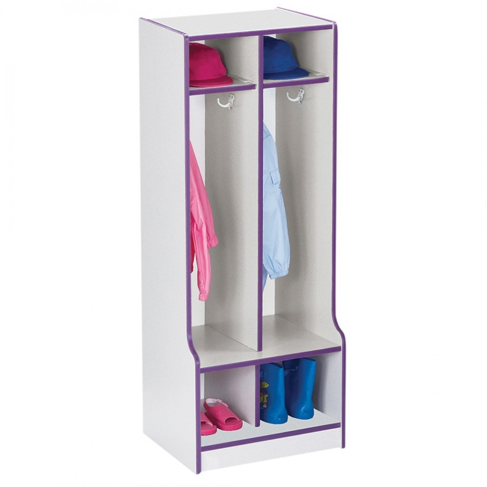 Rainbow Accents 2 Section Coat Locker with Step - Purple