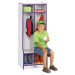 Rainbow Accents 2 Section Coat Locker with Step - Purple