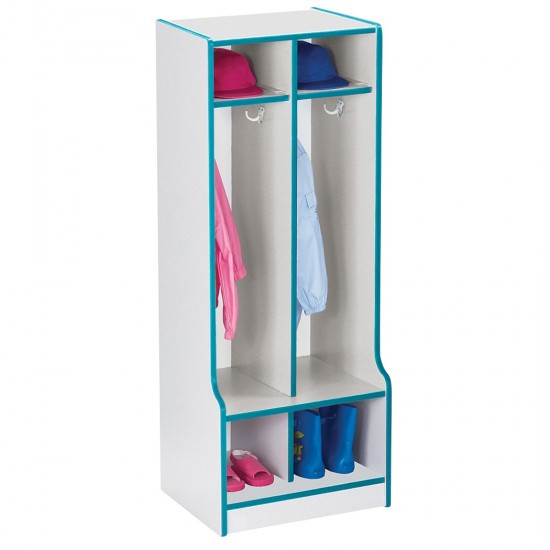 Rainbow Accents 2 Section Coat Locker with Step - Teal