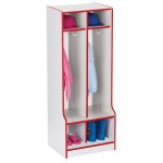 Rainbow Accents 2 Section Coat Locker with Step - Red