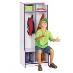 Rainbow Accents 2 Section Coat Locker with Step - Navy