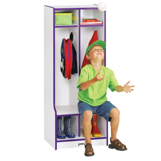 Rainbow Accents 2 Section Coat Locker with Step - Navy