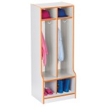 Rainbow Accents 2 Section Coat Locker with Step - Orange