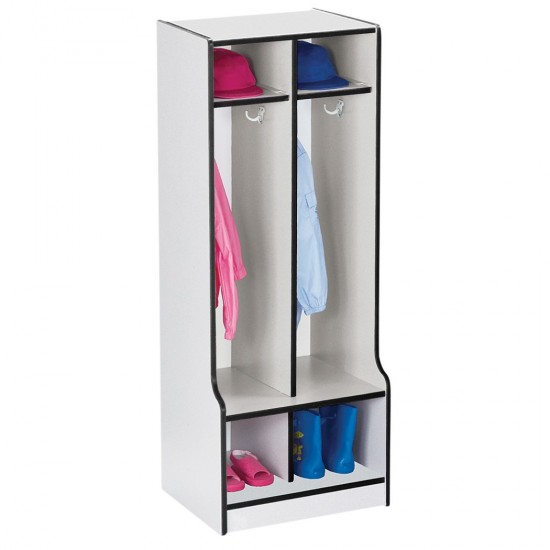 Rainbow Accents 2 Section Coat Locker with Step - Black