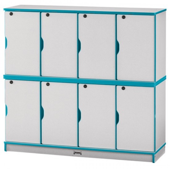 Rainbow Accents Stacking Lockable Lockers - Double Stack - Teal