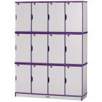 Rainbow Accents Stacking Lockable Lockers - Triple Stack - Purple