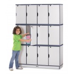 Rainbow Accents Stacking Lockable Lockers - Triple Stack - Teal
