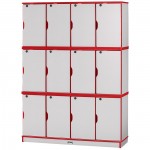 Rainbow Accents Stacking Lockable Lockers - Triple Stack - Red