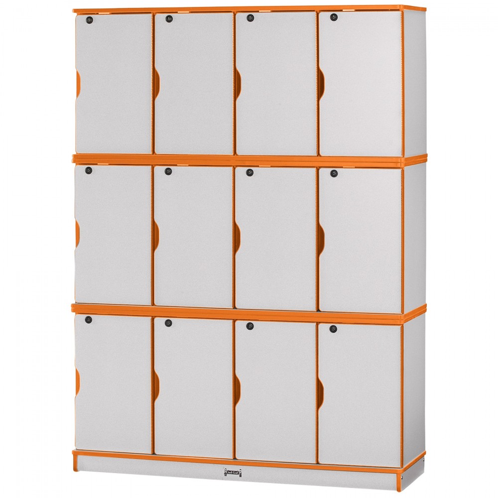 Rainbow Accents Stacking Lockable Lockers - Triple Stack - Orange