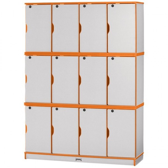 Rainbow Accents Stacking Lockable Lockers - Triple Stack - Orange