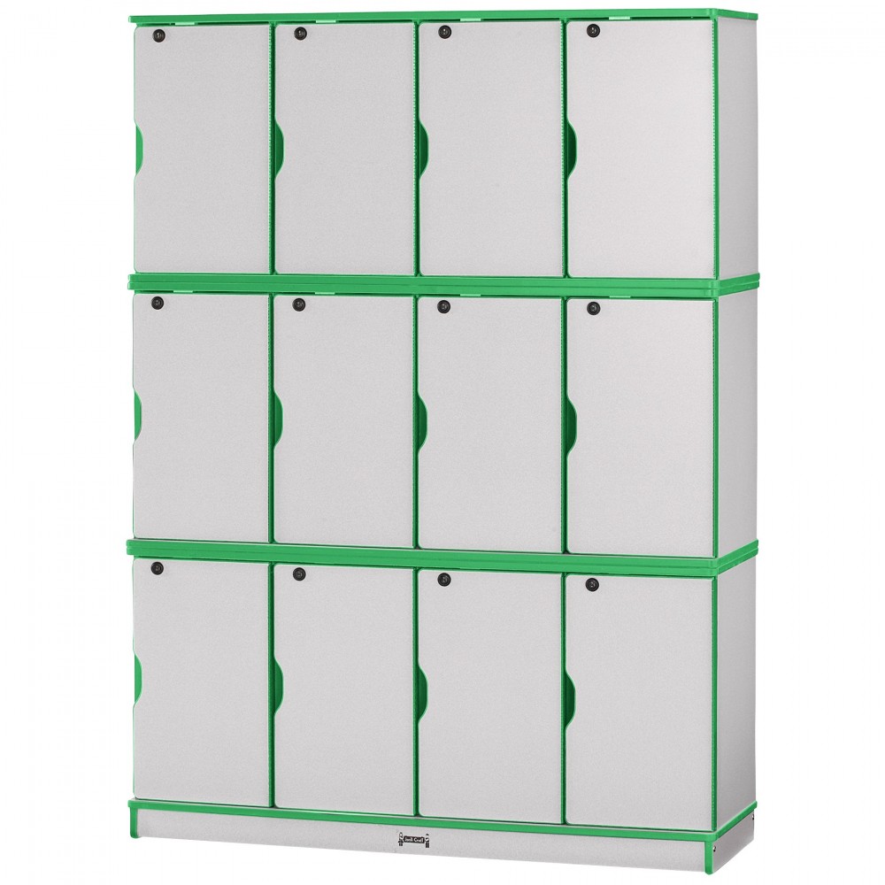 Rainbow Accents Stacking Lockable Lockers - Triple Stack - Green Rainbow Accents Stacking Lockable Lockers - Triple Stack - Green