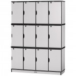 Rainbow Accents Stacking Lockable Lockers - Triple Stack - Black