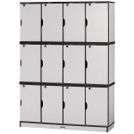 Rainbow Accents Stacking Lockable Lockers - Triple Stack - Black