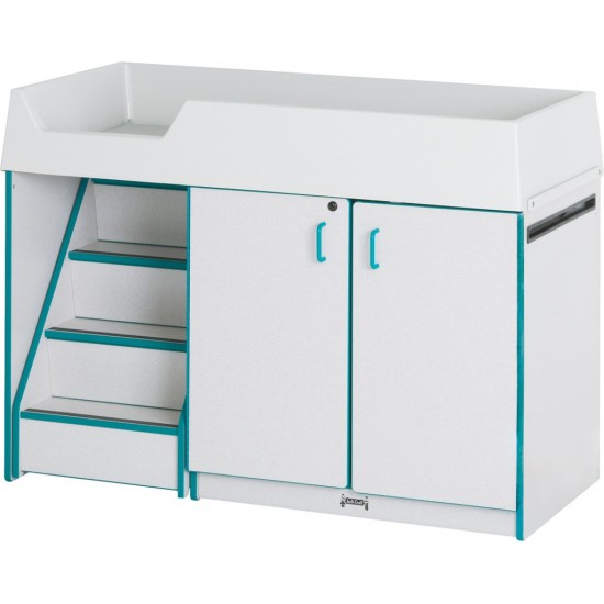 Rainbow Accents Diaper Changer Combo - Left - Blue