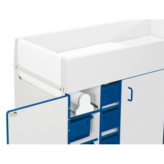 Rainbow Accents Diaper Changer Combo - Left - Blue
