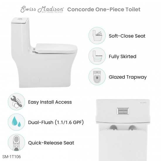 Concorde One-Piece Square Toilet Dual-Flush 1.1/1.6 gpf