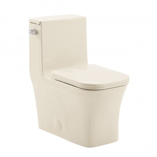 Concorde One Piece Square Left Side Flush Handle Toilet 1.28 gpf in Bisque
