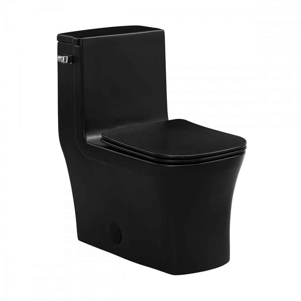 Concorde One-Piece Square Left Side Flush Handle Toilet 1.28 gpf in Matte Black