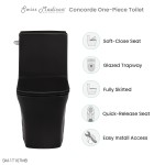 Concorde One-Piece Square Left Side Flush Handle Toilet 1.28 gpf in Matte Black