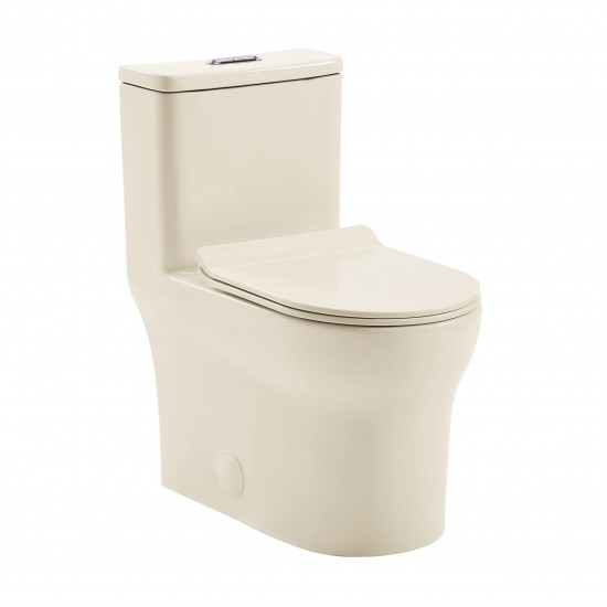 Burdon One Piece Square Toilet Dual Flush 1.1/1.6 gpf in Bisque